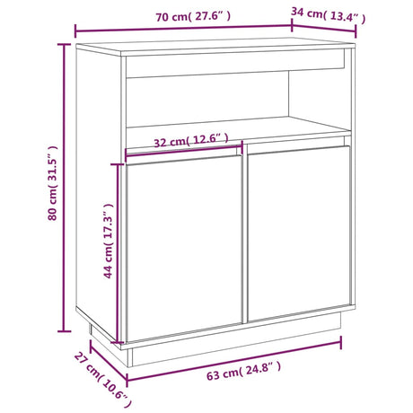 Dressoir 70x34x80 cm massief grenenhout - AllerleiShop