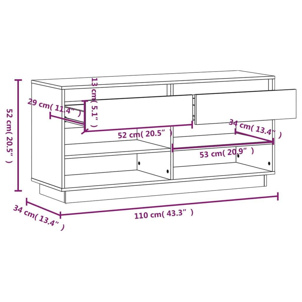 Schoenenkast 110x34x52 cm massief grenenhout wit - AllerleiShop