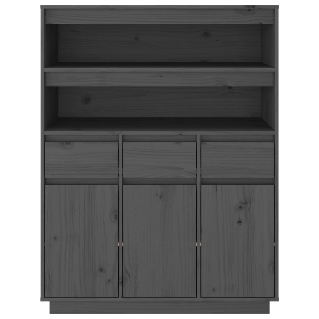 Hoge kast 89x40x116,5 cm massief grenenhout grijs - AllerleiShop