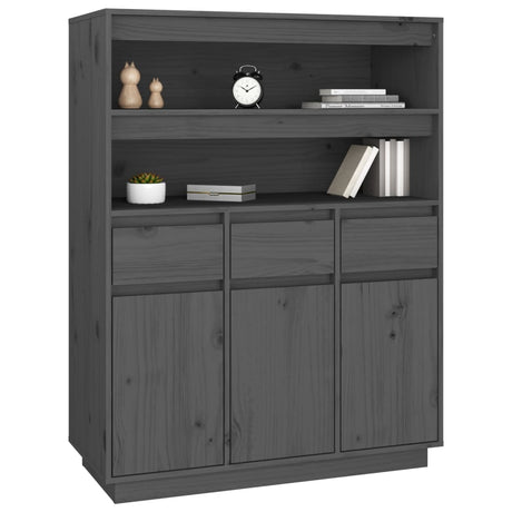 Hoge kast 89x40x116,5 cm massief grenenhout grijs - AllerleiShop