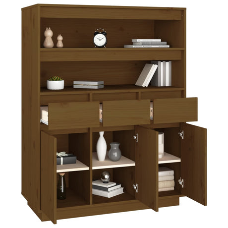 Hoge kast 89x40x116,5 cm massief grenenhout honingbruin - AllerleiShop