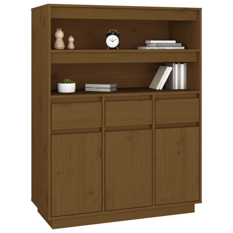 Hoge kast 89x40x116,5 cm massief grenenhout honingbruin - AllerleiShop