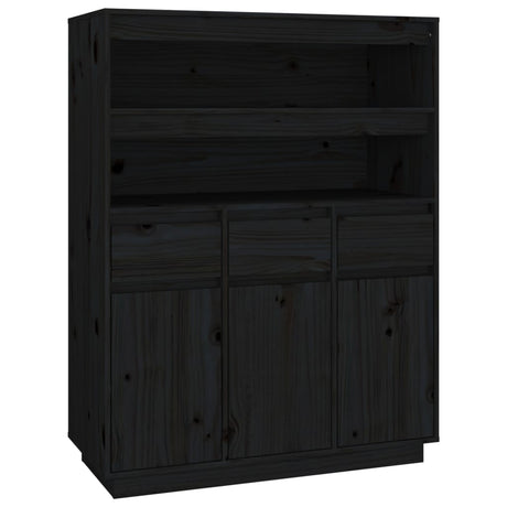 Hoge kast 89x40x116,5 cm massief grenenhout zwart - AllerleiShop