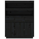 Hoge kast 89x40x116,5 cm massief grenenhout zwart - AllerleiShop