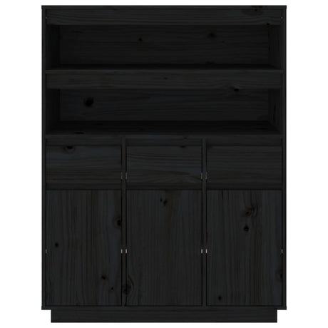 Hoge kast 89x40x116,5 cm massief grenenhout zwart - AllerleiShop