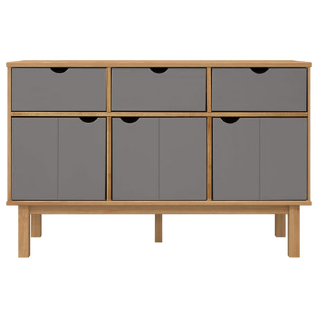 Dressoir OTTA 114x43x73,5 cm massief grenenhout bruin en grijs - AllerleiShop