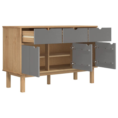 Dressoir OTTA 114x43x73,5 cm massief grenenhout bruin en grijs - AllerleiShop