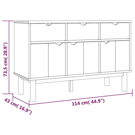 Dressoir OTTA 114x43x73,5 cm massief grenenhout bruin en grijs - AllerleiShop