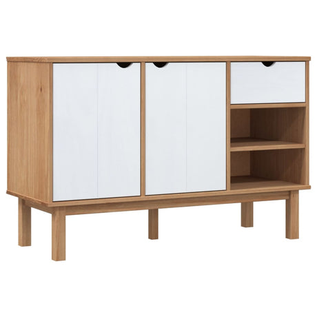 Dressoir OTTA 114x43x73,5 cm massief grenenhout bruin en wit - AllerleiShop