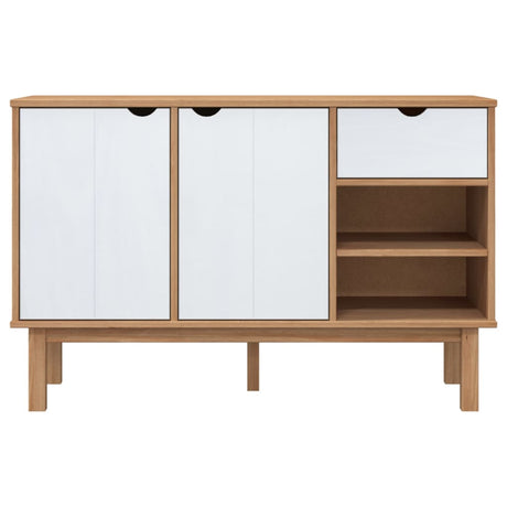 Dressoir OTTA 114x43x73,5 cm massief grenenhout bruin en wit - AllerleiShop