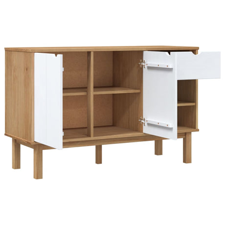 Dressoir OTTA 114x43x73,5 cm massief grenenhout bruin en wit - AllerleiShop