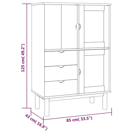 Hoge kast OTTA 85x43x125 cm massief grenenhout - AllerleiShop