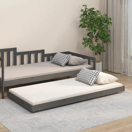 Bedframe 75x190 cm massief grenenhout grijs - AllerleiShop