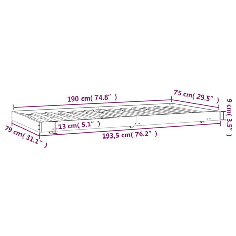 Bedframe 75x190 cm massief grenenhout honingbruin - AllerleiShop