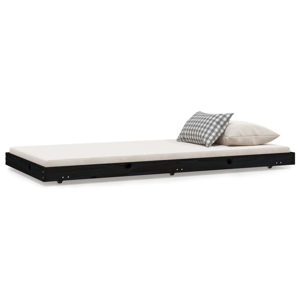 Bedframe 75x190 cm massief grenenhout zwart - AllerleiShop