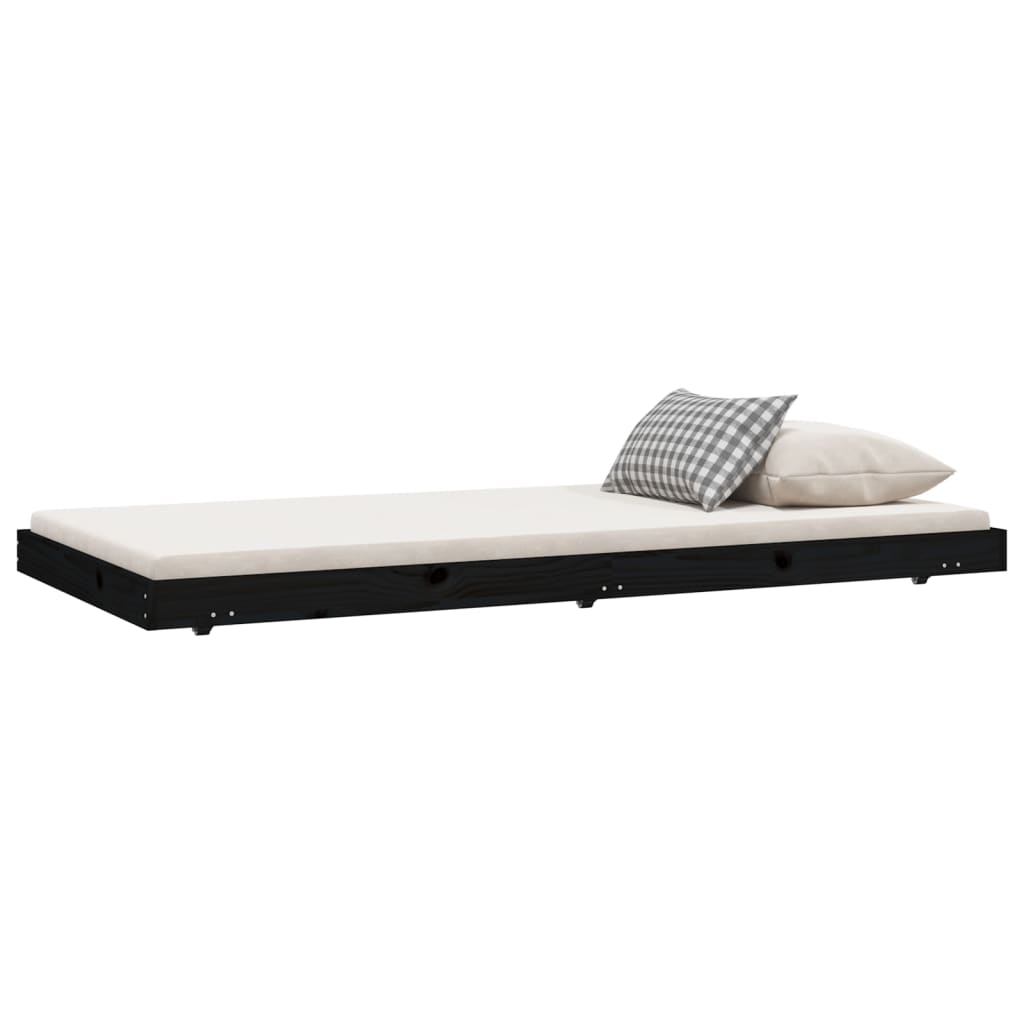Bedframe 75x190 cm massief grenenhout zwart - AllerleiShop