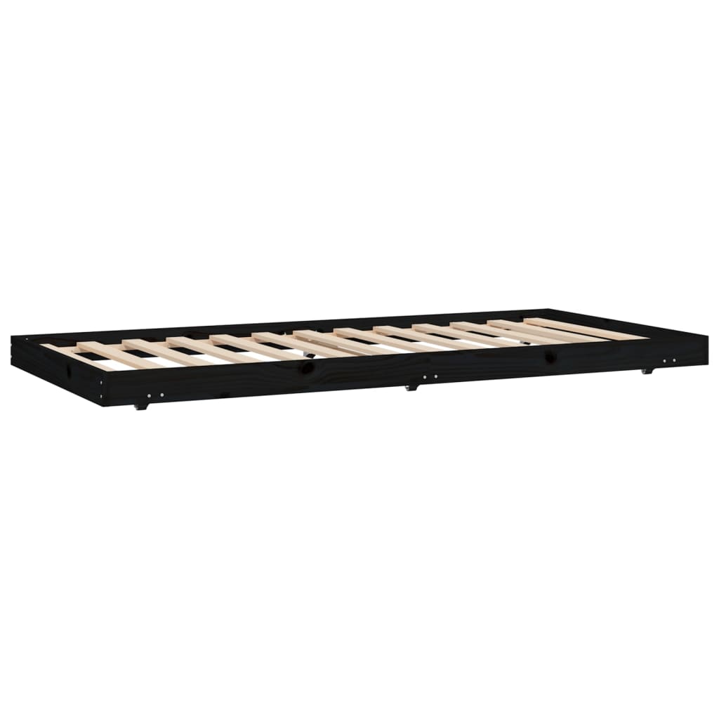 Bedframe 75x190 cm massief grenenhout zwart - AllerleiShop