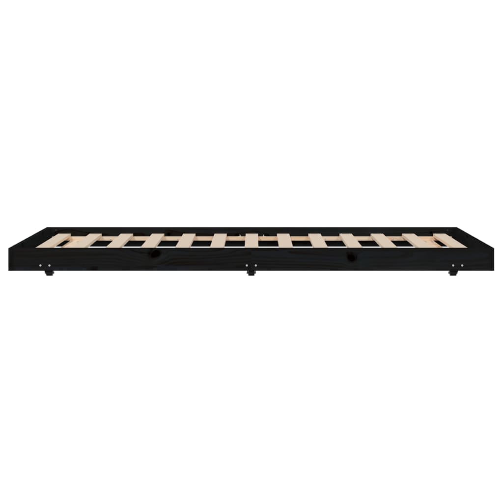 Bedframe 75x190 cm massief grenenhout zwart - AllerleiShop