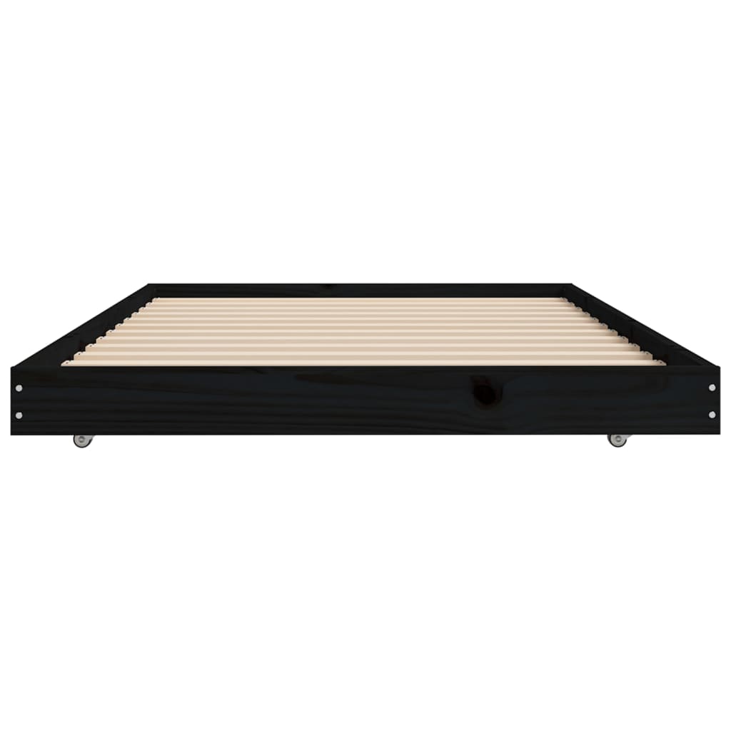 Bedframe 75x190 cm massief grenenhout zwart - AllerleiShop