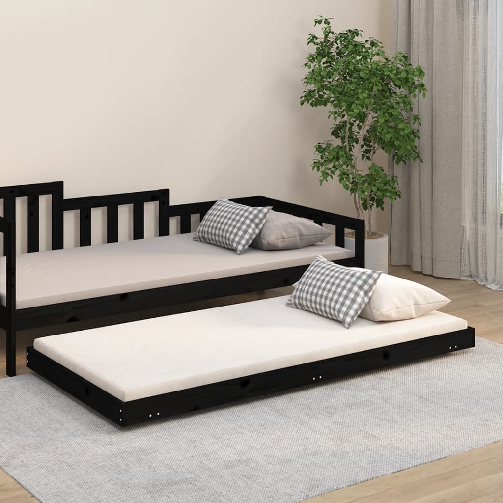 Bedframe 75x190 cm massief grenenhout zwart - AllerleiShop