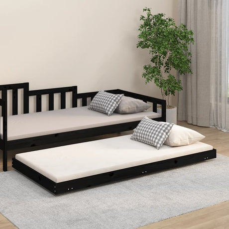 Bedframe 75x190 cm massief grenenhout zwart - AllerleiShop