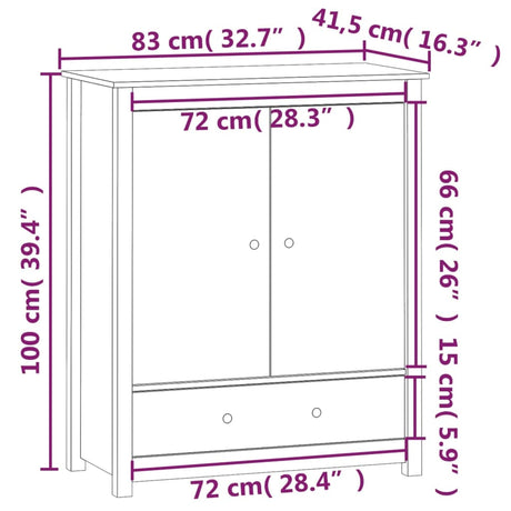 Hoge kast 83x41,5x100 cm massief grenenhout zwart - AllerleiShop