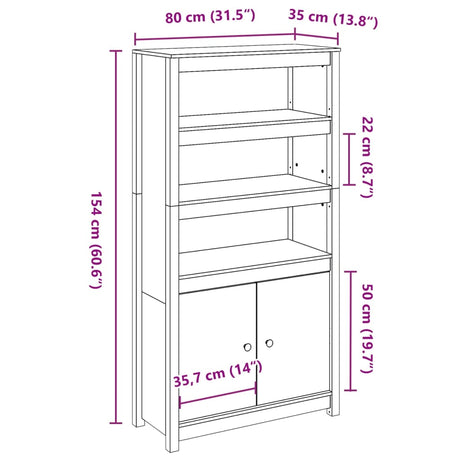 Hoge kast 80x35x154 cm massief grenenhout - AllerleiShop