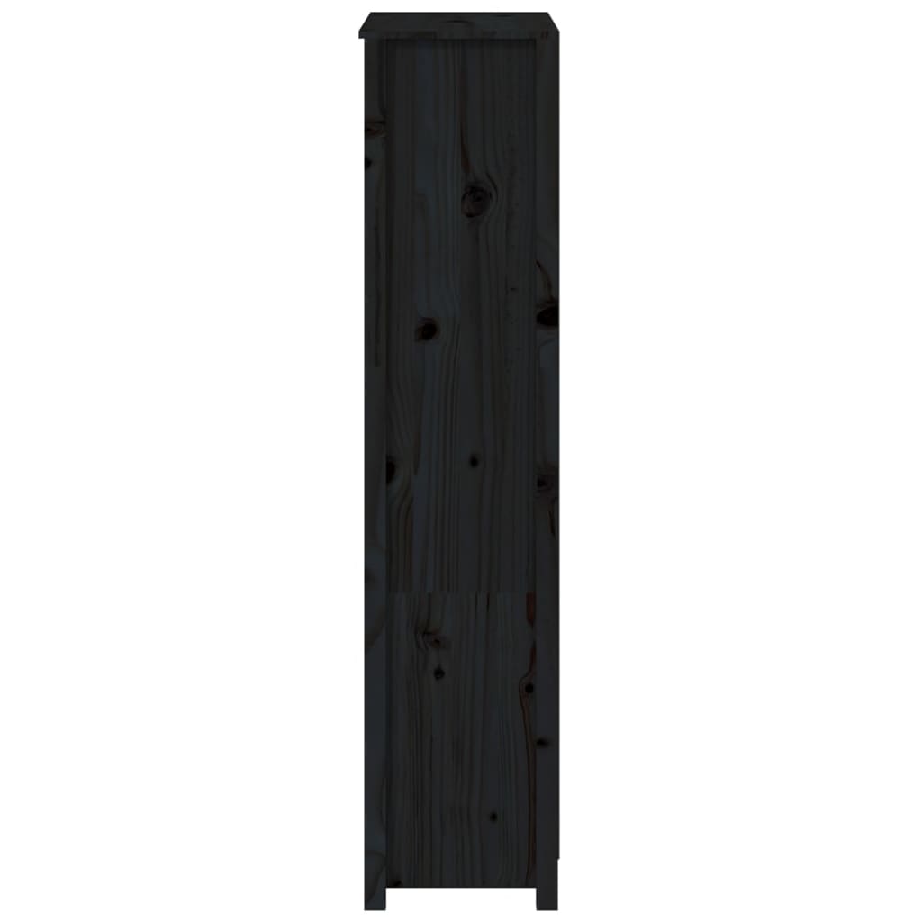 Hoge kast 80x35x154 cm massief grenenhout zwart - AllerleiShop