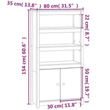 Hoge kast 80x35x154 cm massief grenenhout zwart - AllerleiShop