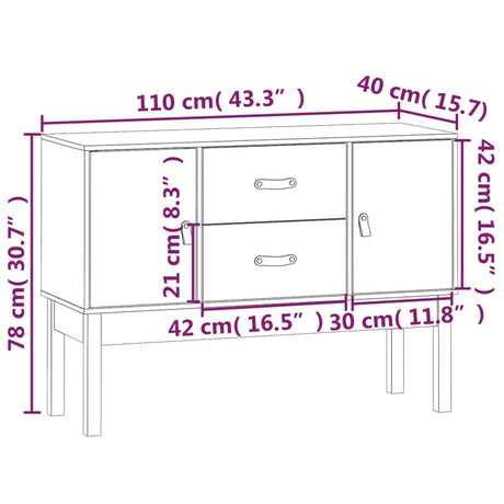 Dressoir 110x40x78 cm massief grenenhout - AllerleiShop