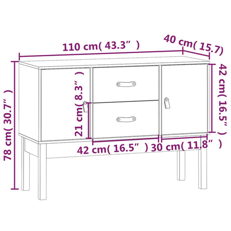 Dressoir 110x40x78 cm massief grenenhout wit - AllerleiShop