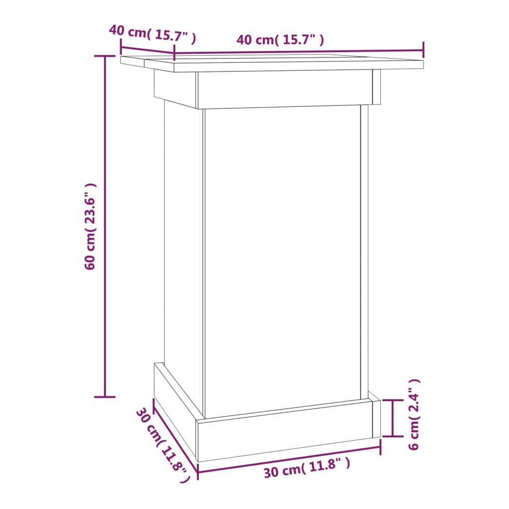 Bloemenstandaard 40x40x60 cm massief grenenhout grijs - AllerleiShop