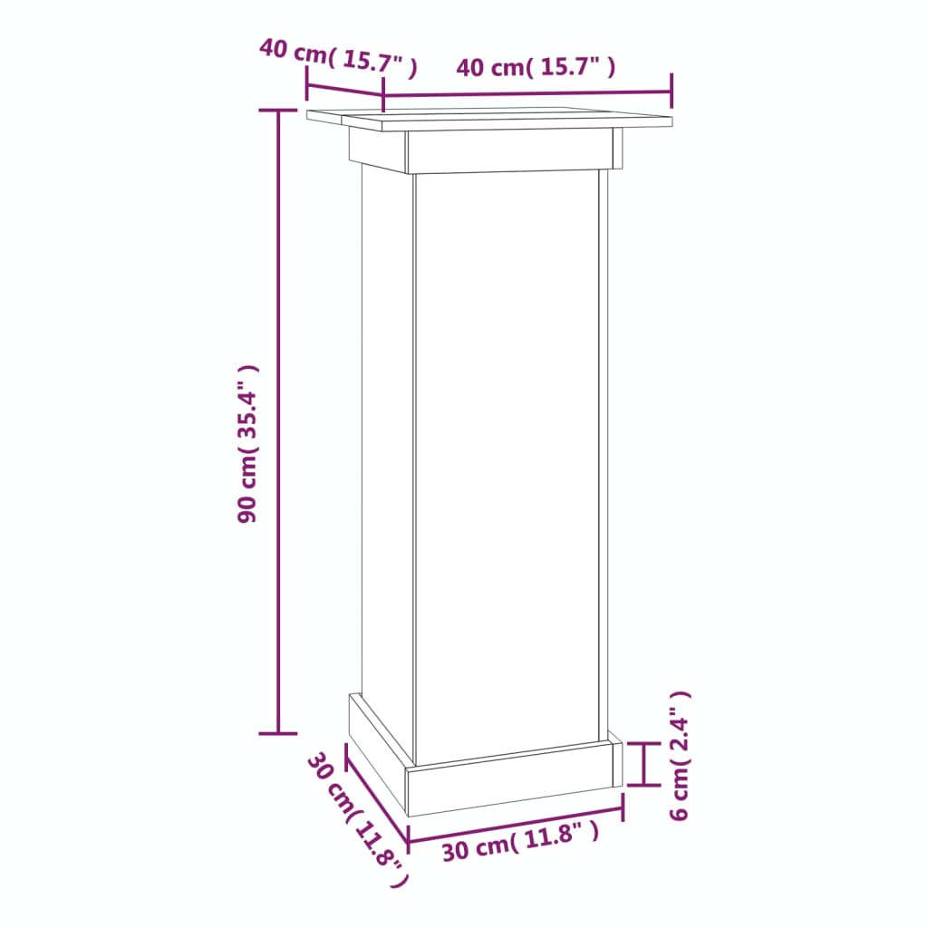 Bloemenstandaard 40x40x90 cm massief grenenhout - AllerleiShop