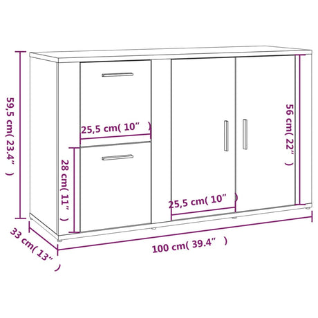 Dressoir 100x33x59,5 cm bewerkt hout betongrijs - AllerleiShop