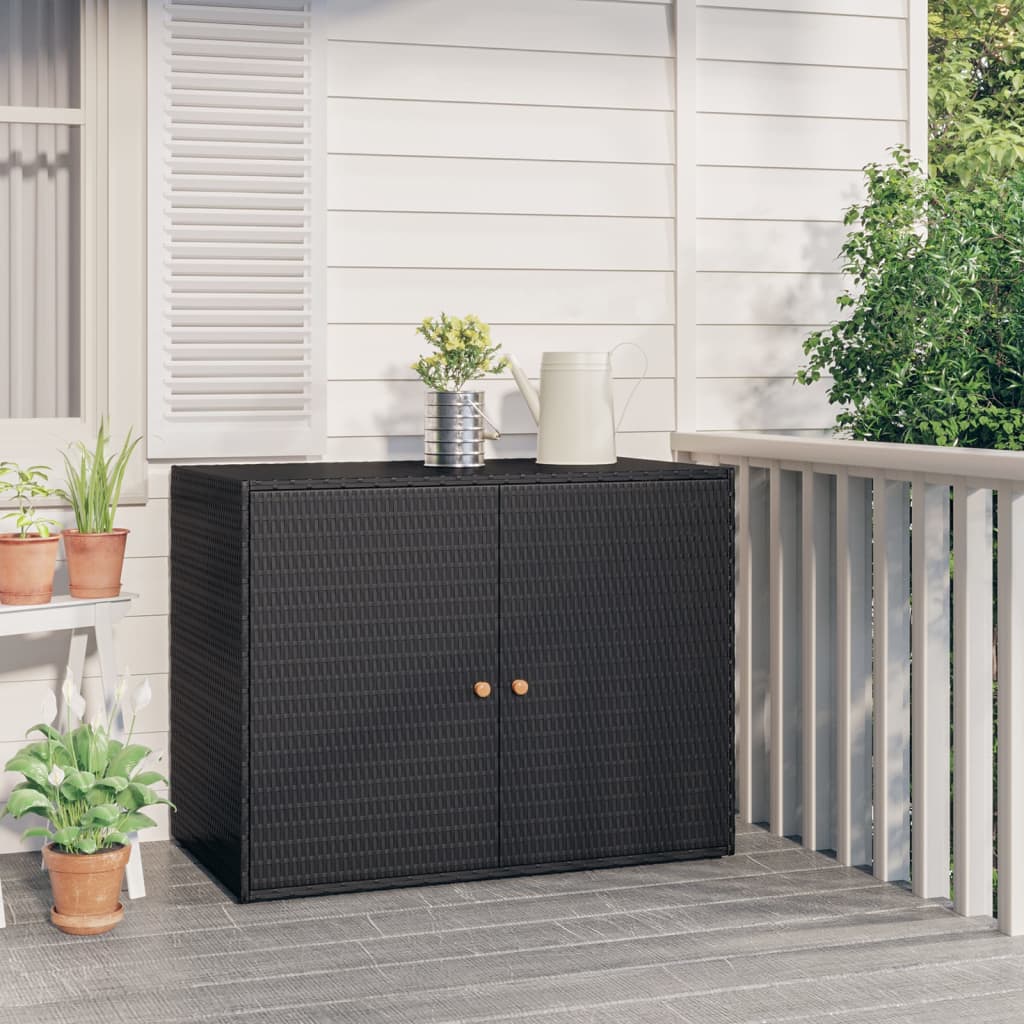 Tuinkast 100x55,5x80 cm poly rattan zwart - AllerleiShop