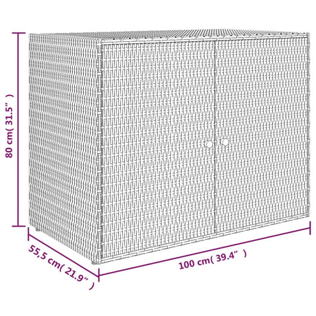 Tuinkast 100x55,5x80 cm poly rattan grijs - AllerleiShop