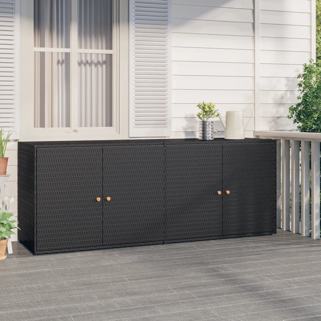 Tuinkast 198x55,5x80 cm poly rattan zwart - AllerleiShop