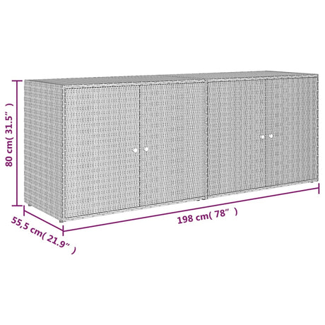 Tuinkast 198x55,5x80 cm poly rattan grijs - AllerleiShop