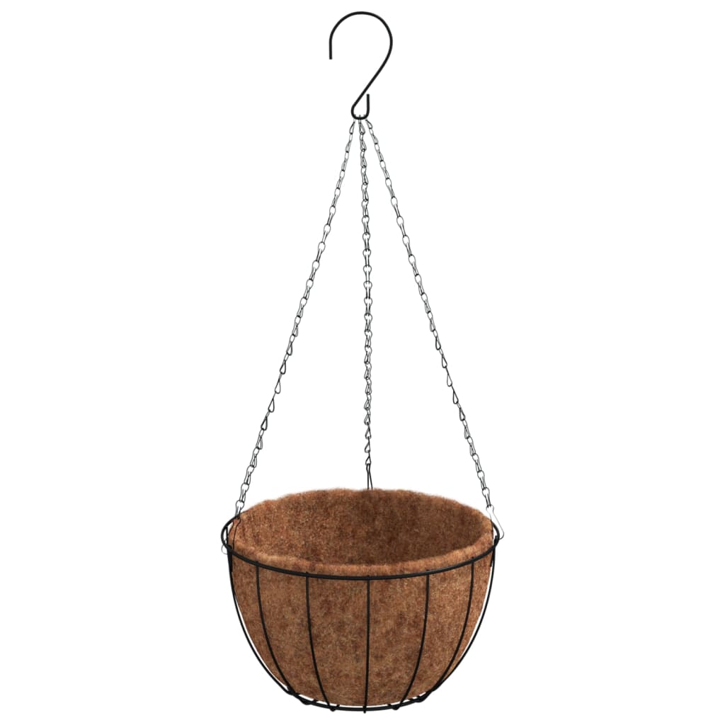 Plantenbakken hangend 4 st met kokosbak staal Ø 30x52 cm zwart