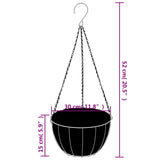 Plantenbakken hangend 4 st met kokosbak staal Ø 30x52 cm zwart