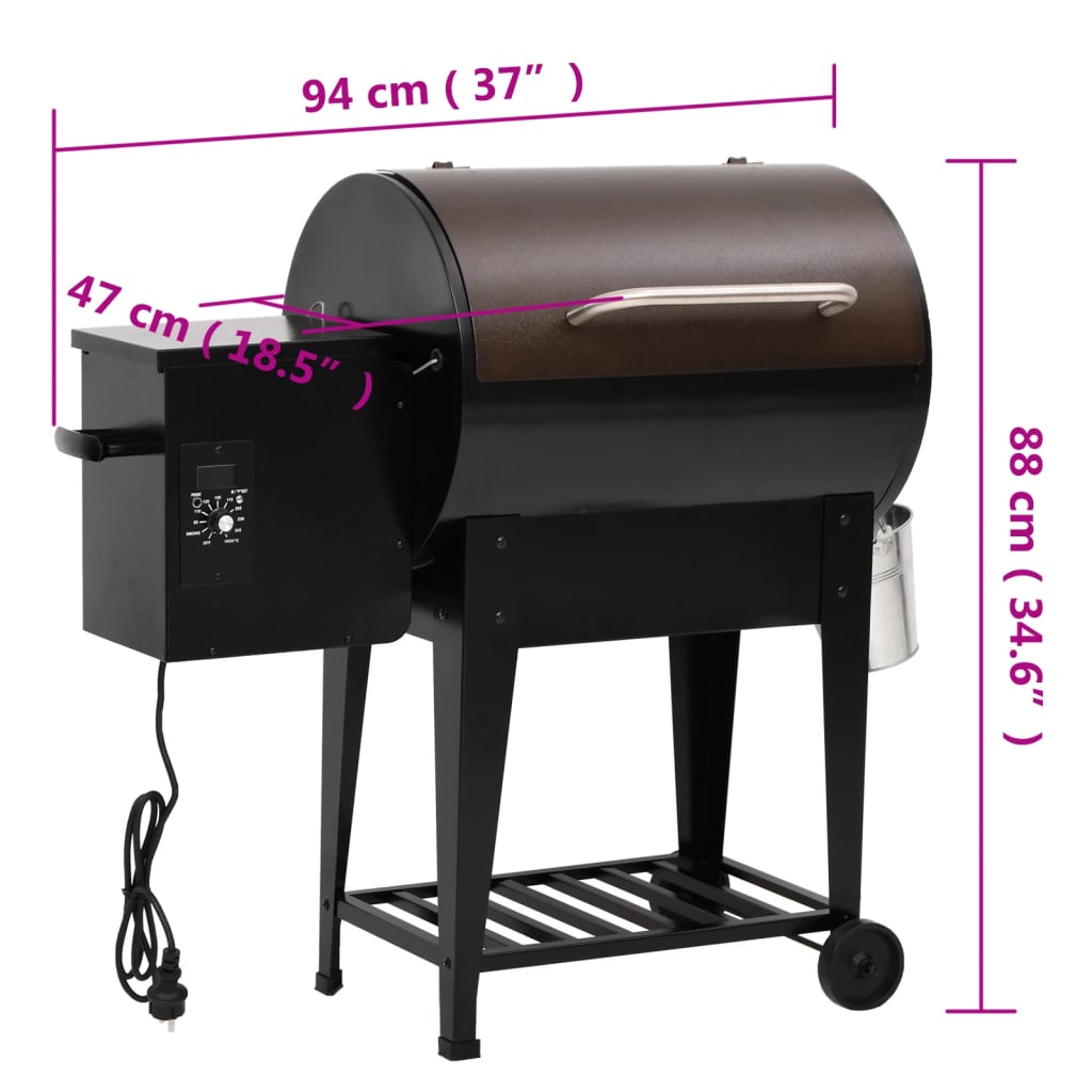 Pelletbarbecue met bodemplaat 94 cm ijzer zwart - AllerleiShop