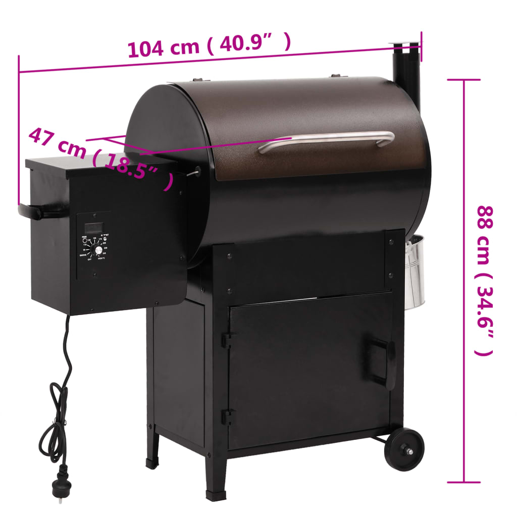 Pelletbarbecue met schoorsteen 104 cm ijzer zwart - AllerleiShop