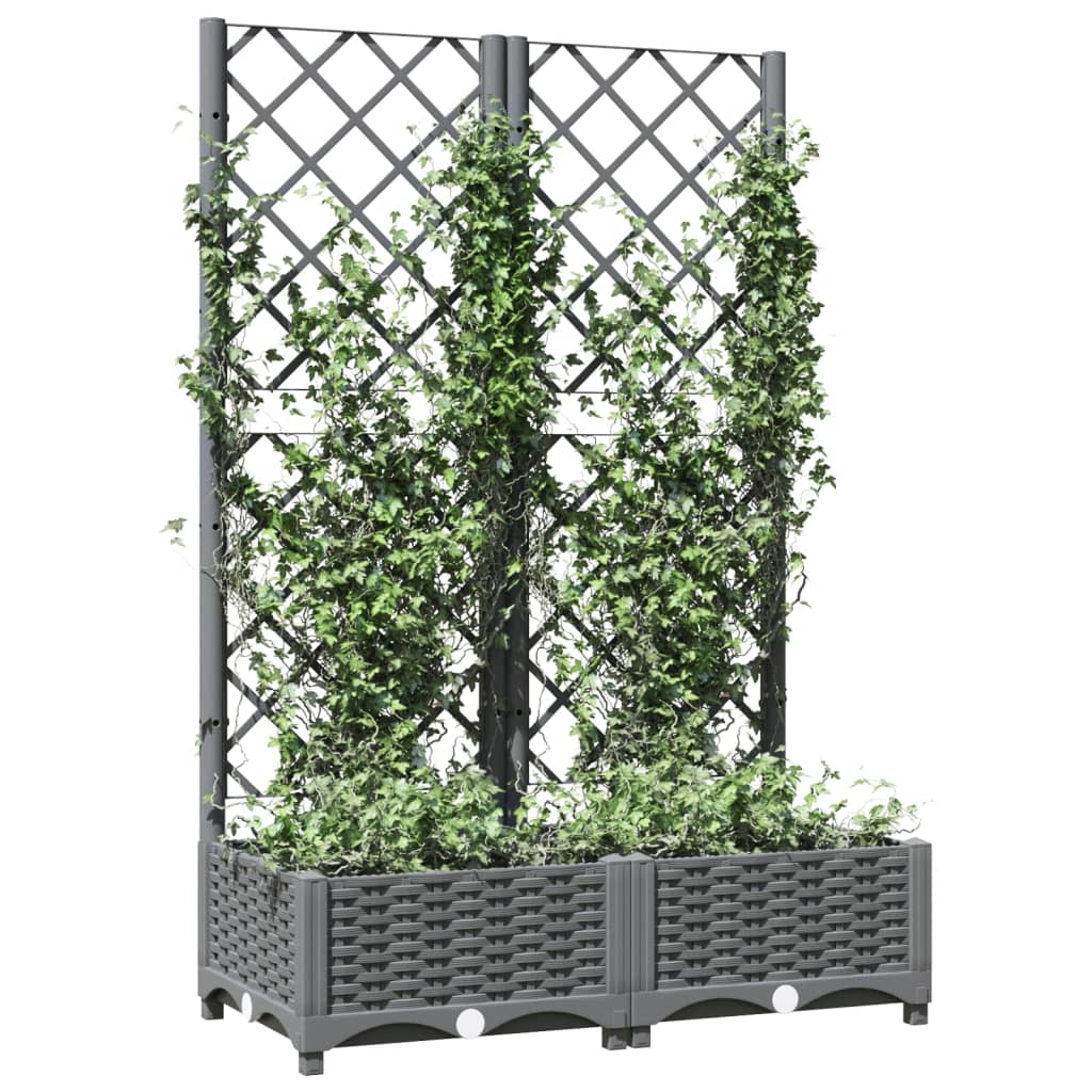 Plantenbak met latwerk 80x40x121,5 cm polypropeen lichtgrijs