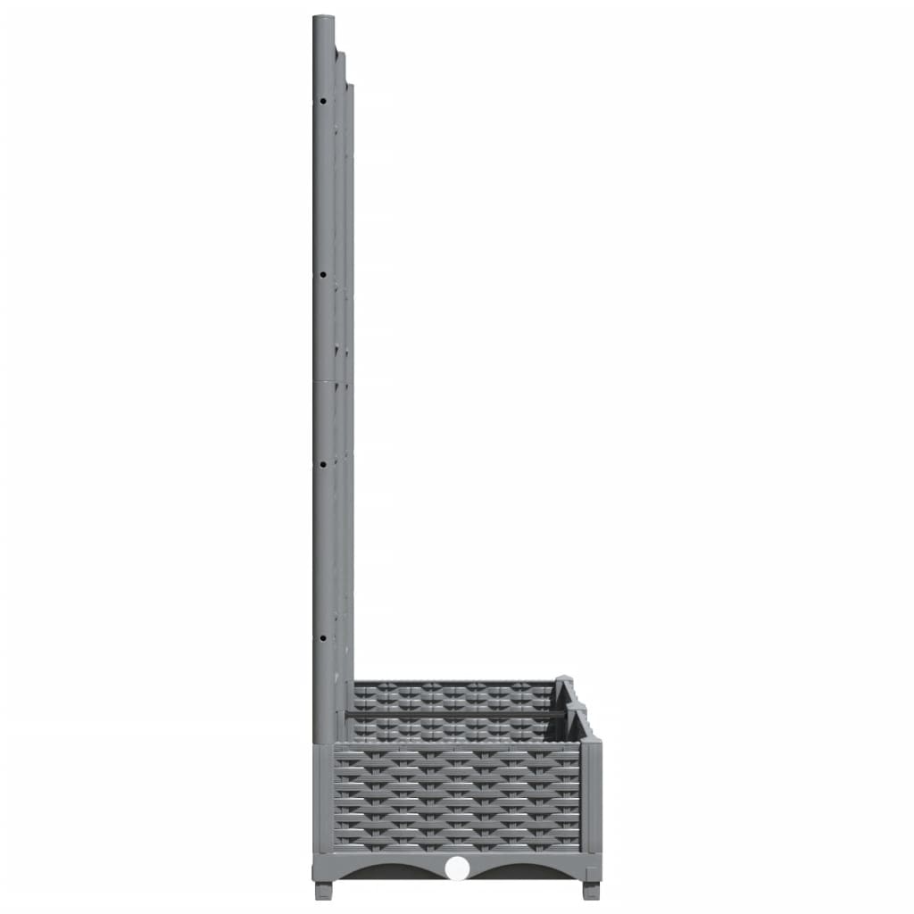 Plantenbak met latwerk 80x40x121,5 cm polypropeen lichtgrijs