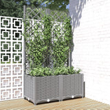 Plantenbak met latwerk 80x40x136 cm polypropeen lichtgrijs