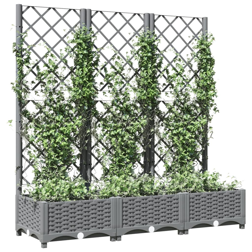 Plantenbak met latwerk 120x40x121,5 cm polypropeen lichtgrijs