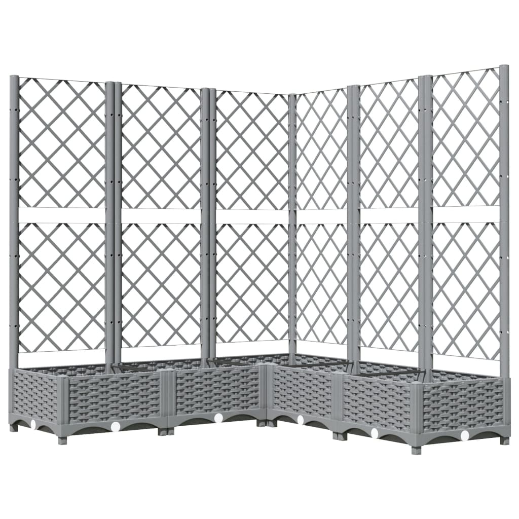 Plantenbak met latwerk 120x120x121,5 cm polypropeen lichtgrijs