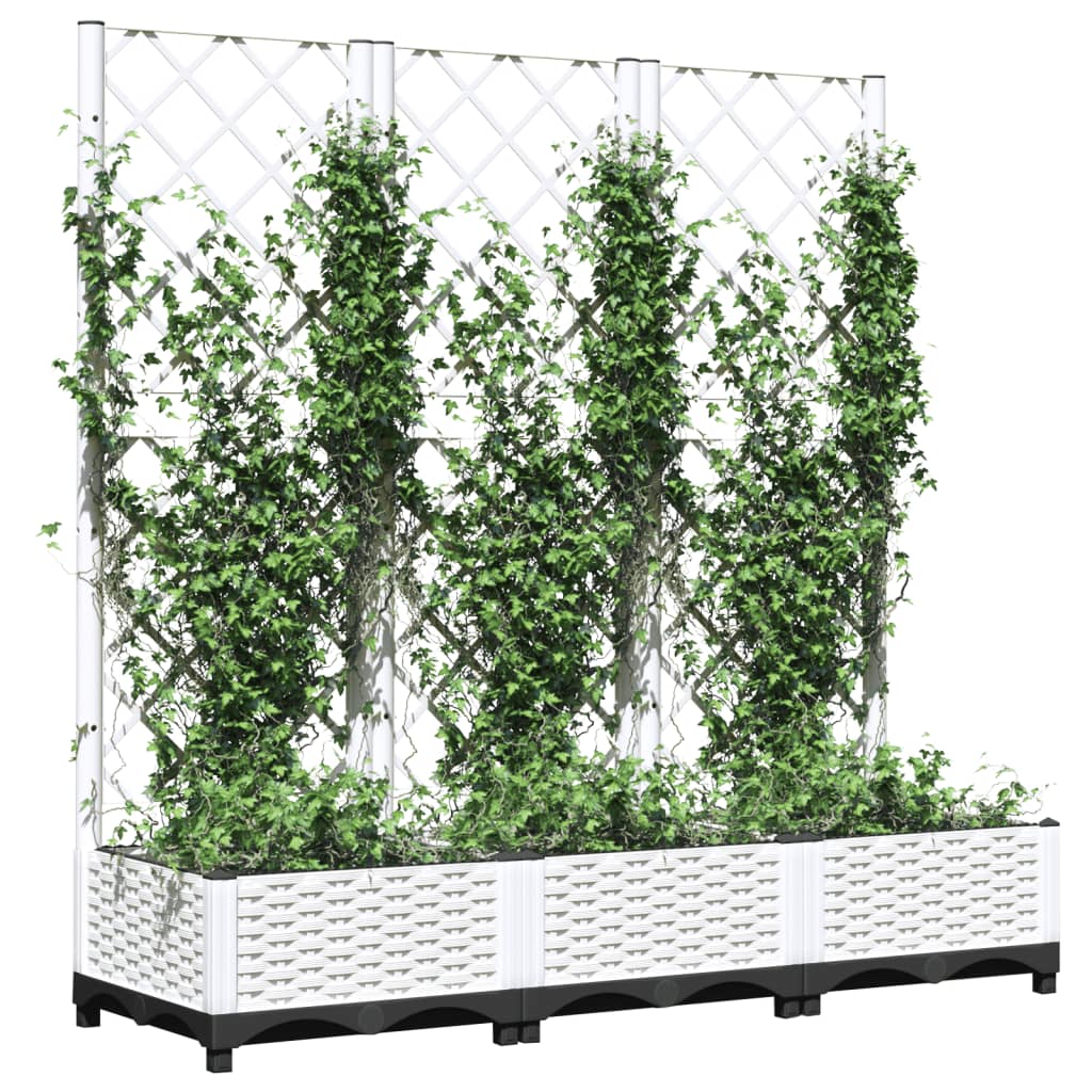 Plantenbak met latwerk 120x40x121,5 cm polypropeen wit