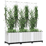 Plantenbak met latwerk 120x40x136 cm polypropeen wit