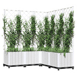 Plantenbak met latwerk 120x120x136 cm polypropeen wit